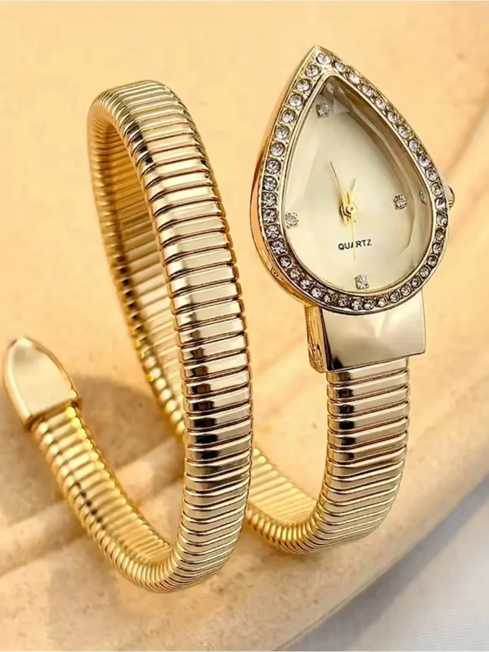 Serpenti Gold Teardrop Crystal Wrap Watch
